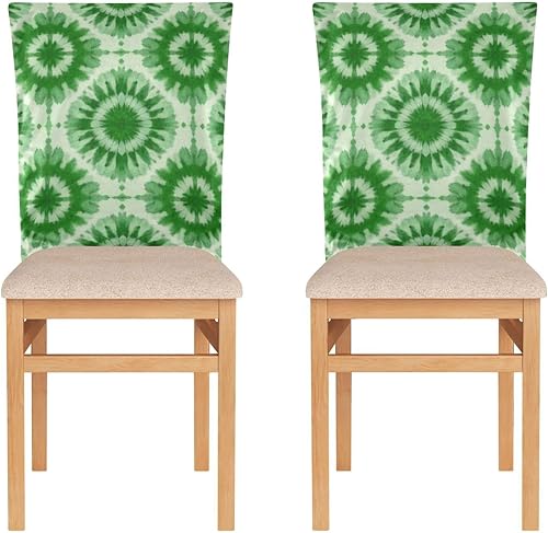 Miniatura 2 de Juego de 6 fundas decorativas para sillas de comedor con teñido anudado verde para reuniones familiares, lavables y reutilizables