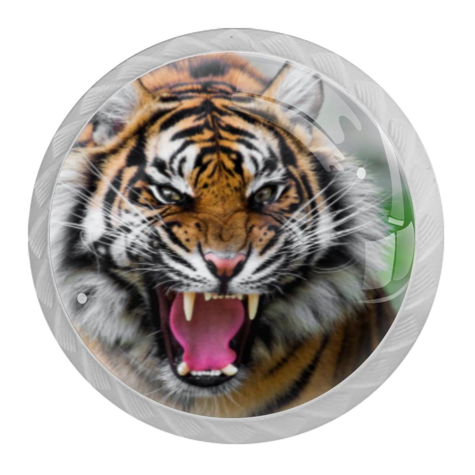 Tqmspg 4 Pieces Drawer Pulls Tiger Door Knobs Dresser Handles for Kitchen Wardrobe Cupboard Hardware Furniture