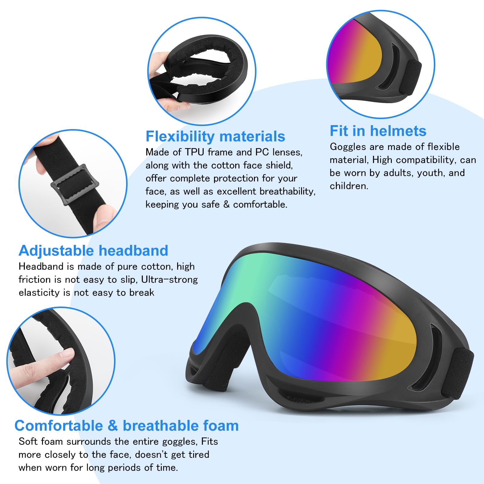 Gafas de motocicleta para niños, paquete de 2 gafas de carreras todoterreno para niños