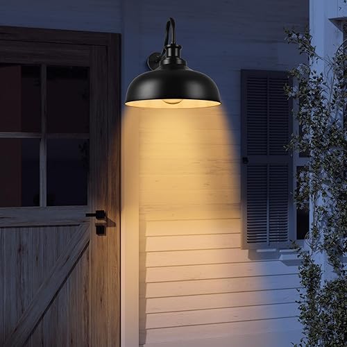 Miniatura 9 de Lámpara de granero de cuello de cisne para exteriores, lámpara de granero de 14 pulgadas, lámpara de pared vintage para exteriores, lámpara