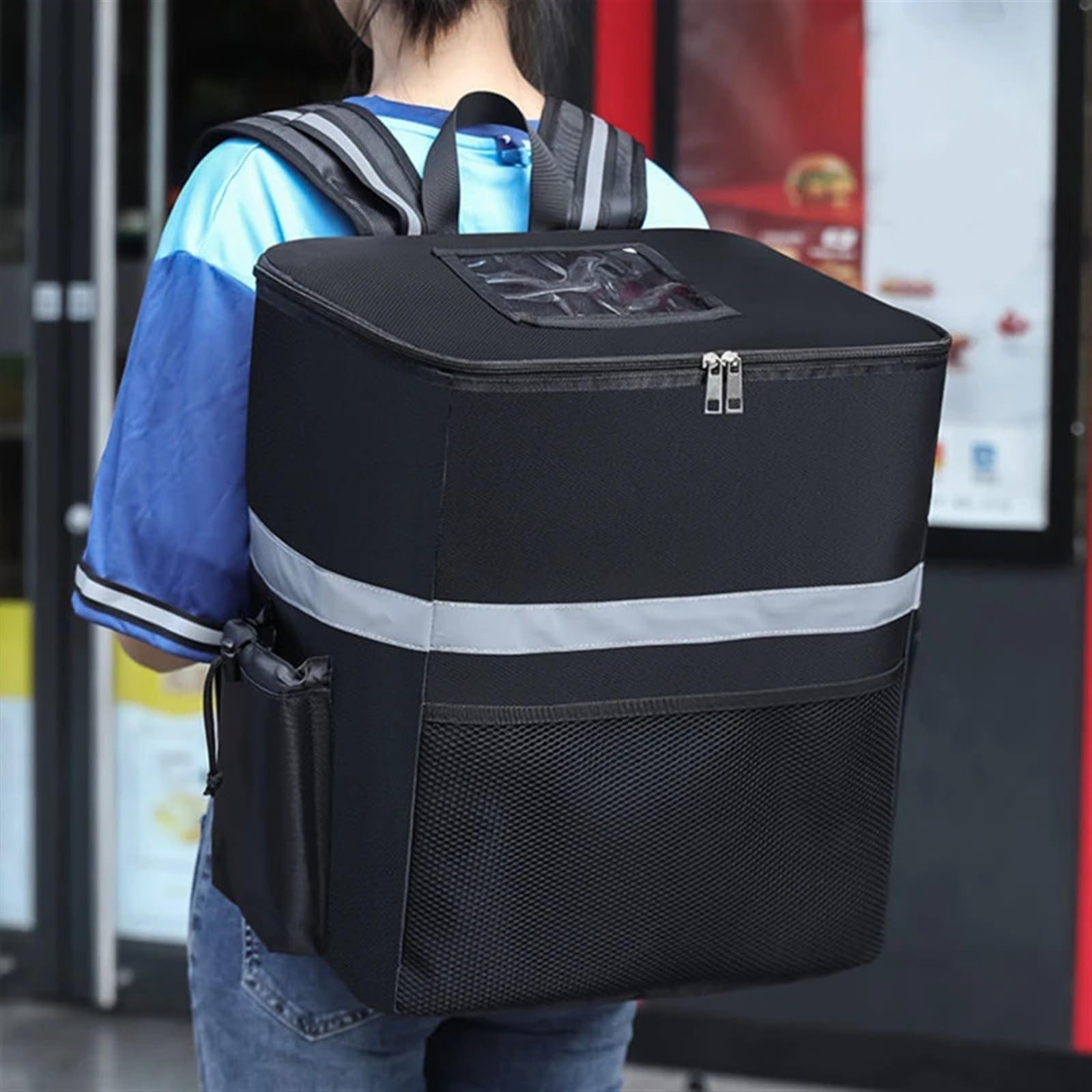 Bolsa térmica aislante, Bolsa isotérmica de reparto de comida 35L negra 40x35x25cm(A Black 35l)