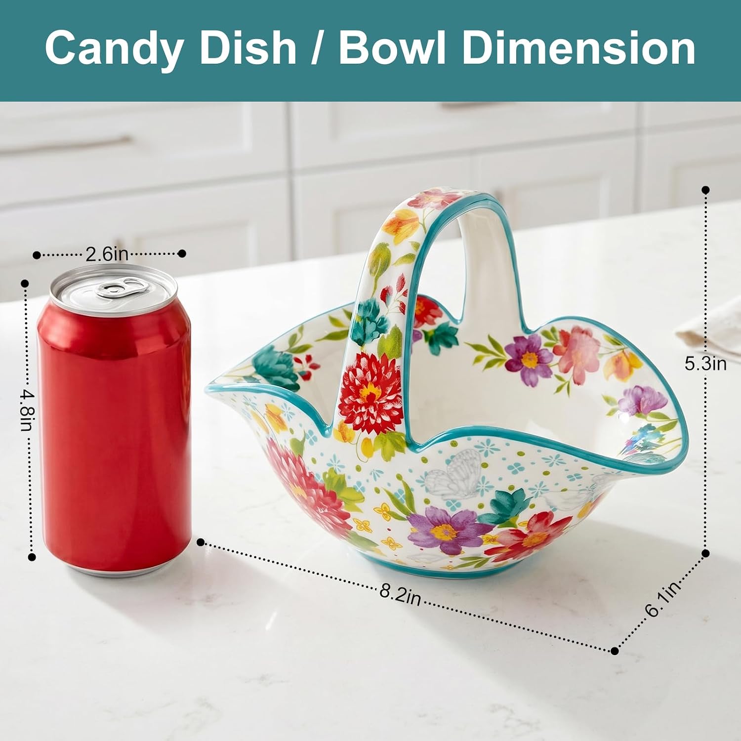 Ceramic Pioneer Candy Dish, Small Fruit Bowl with Handle,Key Holder
