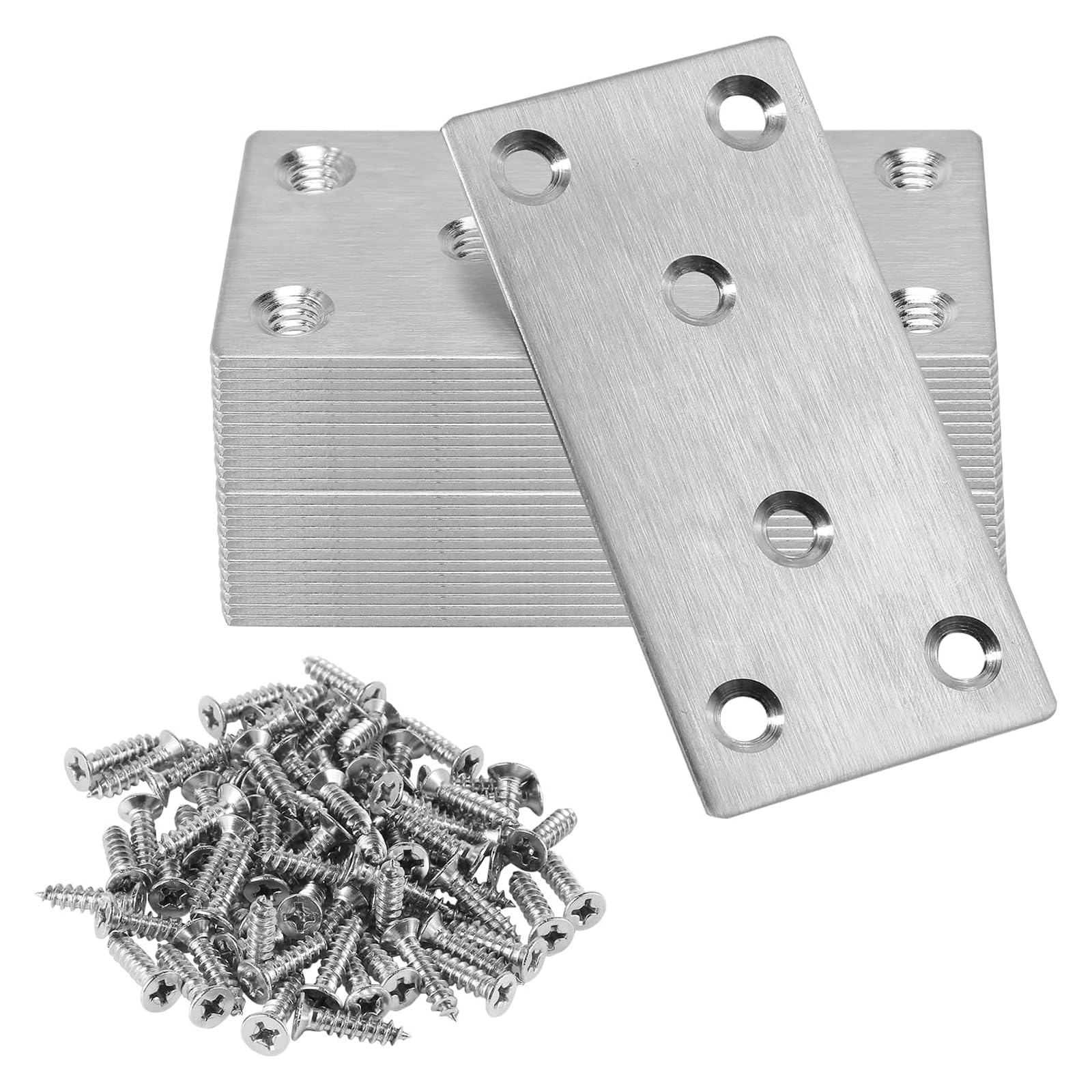 20Pcs Flat Mending Plate Metal Straight Brace Stainless Steel Fixed Angles Brackets Repair Joining Fixing Bracket Metal Straight Brace