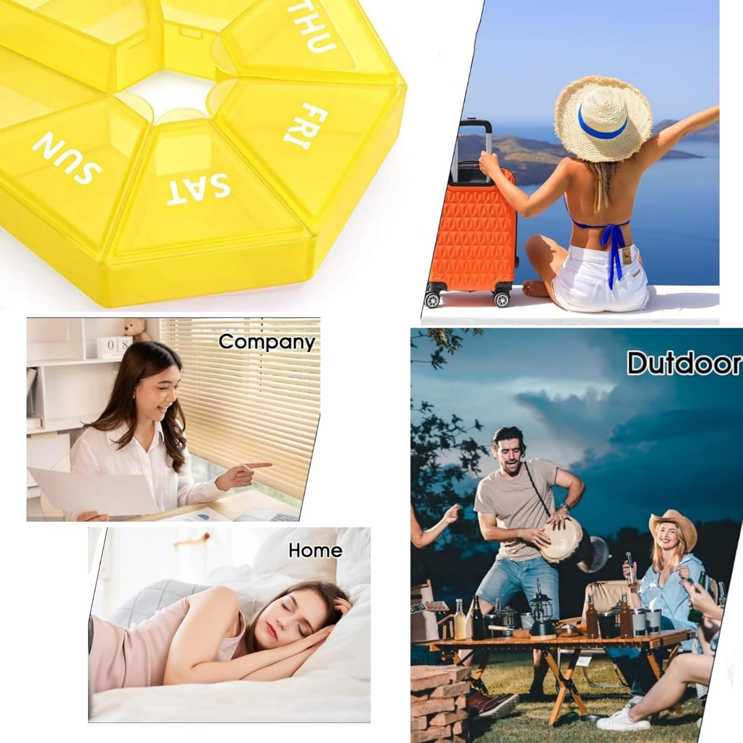 Weekly Pill Organizer, 2 Pack Box, BPA Free Medicine Case, Medicine Pills Box for Supplements, Medication, Vitamins and Fish Oils, Daily Travel Pill Box 7 Day.