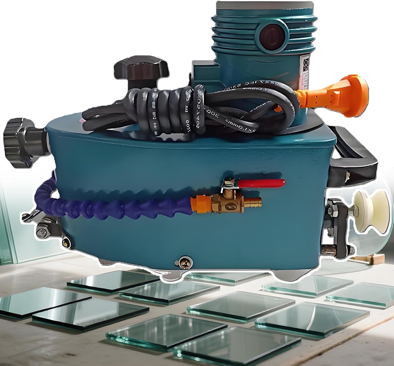 2025 New Electric Glass Edging Machine, 800W Portable Small Glass Edger with Diamond Wheels for Straight/Round Edge, DIY-Friendly & Water Cooling for Glass, Tile, Marble 10mm