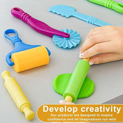Miniatura 4 de Herramientas de arcilla, juego de herramientas de arcilla y masa para niños, kit de accesorios de masa artesanal con rodillo, espátula de corte,