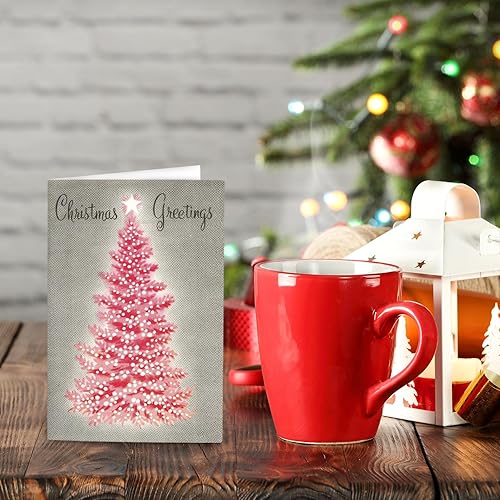 Miniatura 6 de Paquete de 33 tarjetas de Navidad vintage para árbol de Navidad, tarjetas de felicitación con adhesivos, sobres, árbol de Navidad, tarjetas de notas