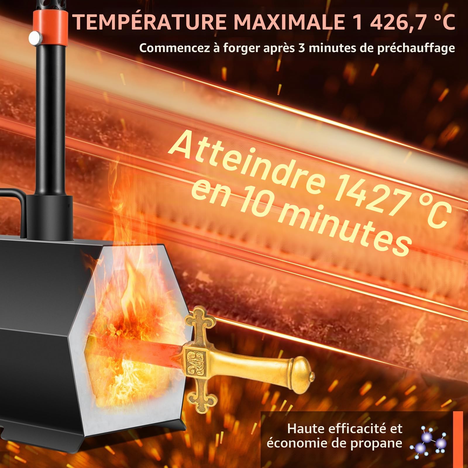 VEVOR Forge à Gaz Propane avec 2 Brûleurs Four de Fusion au Propane Max 1427 ℃ Four de Forge à Gaz Efficace Économique Fabrication Couteaux Forgeage Métaux pour Couteliers Maréchaux-Ferrants Forgerons