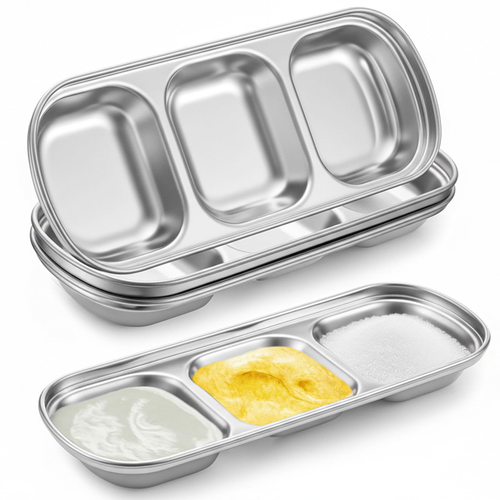 4 Pcs Esthetician Bowls Face Mask Tray,Stainless Steel, Silvery, Medium