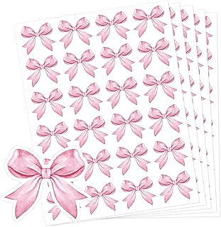 Anwyll Pink Bow Stickers - Coquette Bows Stickers 480Pcs Valentines Day Bow Sticker Self Adhesive Cute Watercolor Bowknot Girly Sticker for Water Bottle Envelope Seal Card Gift Baby Shower Party Decor