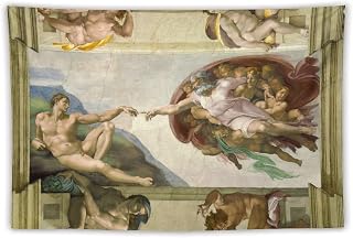 Art Tapestry Michelangelo Sistine Chapel Ceiling Creation of Adam Wall Tapestries Bedroom Home Decor Gift Room Aesthetic 40"x60"