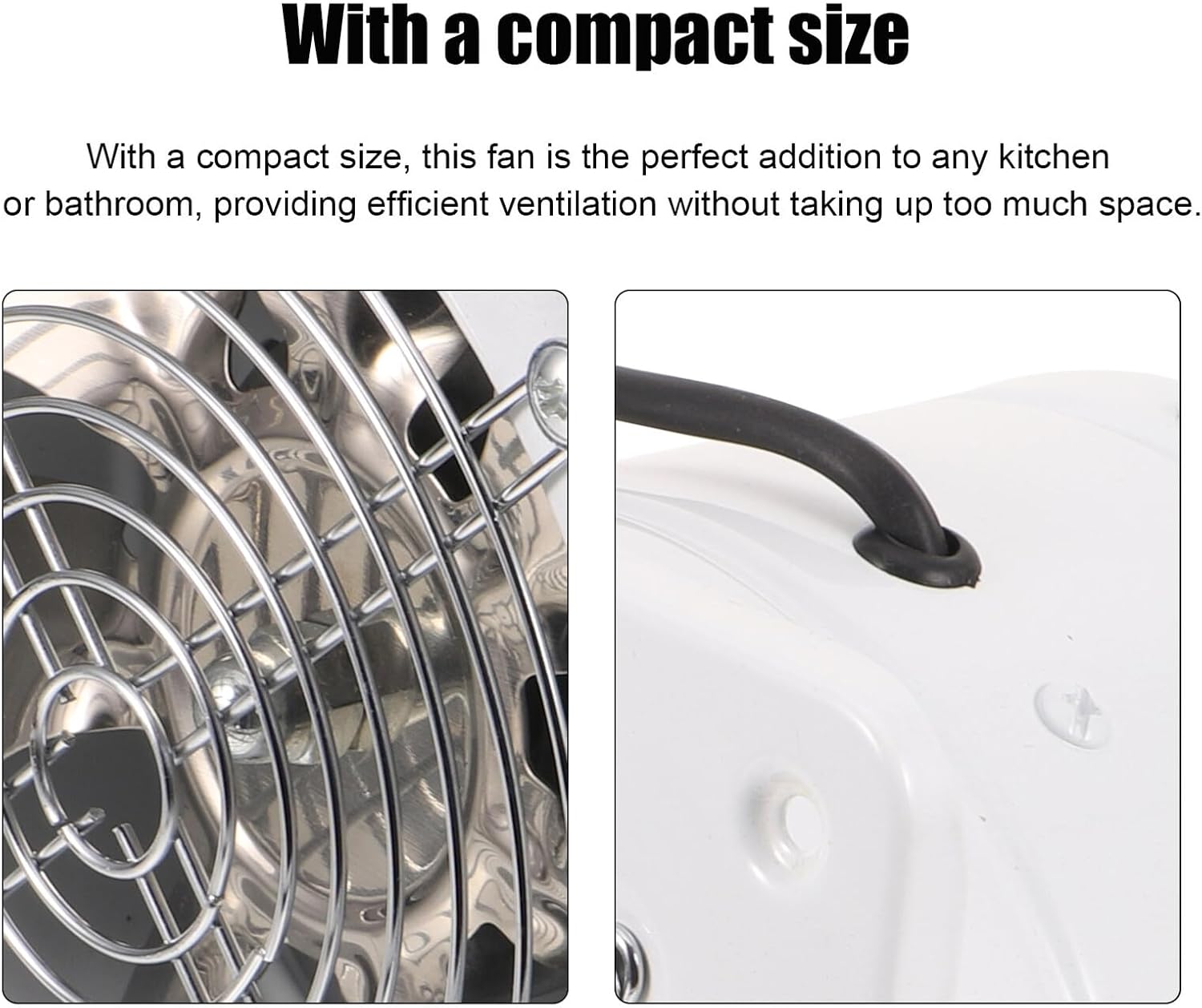 Stainless Steel Wall Exhaust Fan 6-inch Kitchen and Bathroom Ventilation Fan with Light-colored Casing, Through-wall Installation for Home and Office Air Extraction