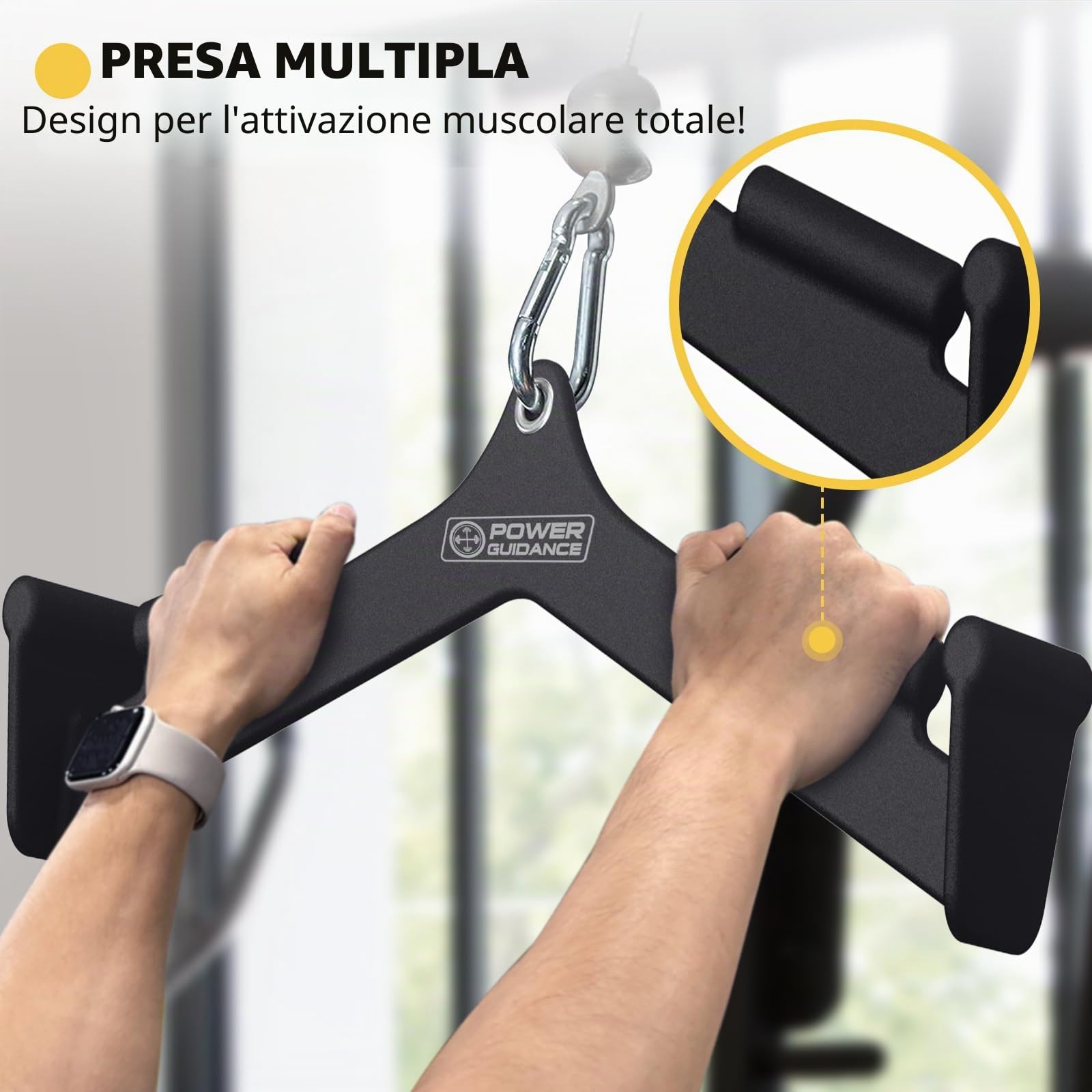 POWER GUIDANCE Maniglie per tiraggio, cavi di trazione, barra di trazione, maniglia per remi, bicipiti, tricipiti, maniglie per culturismo, sport di forza, fitness