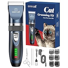 oneisall Quiet Cat Clippers for Matted & Long Hair, 2-Speed Cordless Pet Shaver Grooming Kit for Cats, Small Dogs & Animals (Blue)
