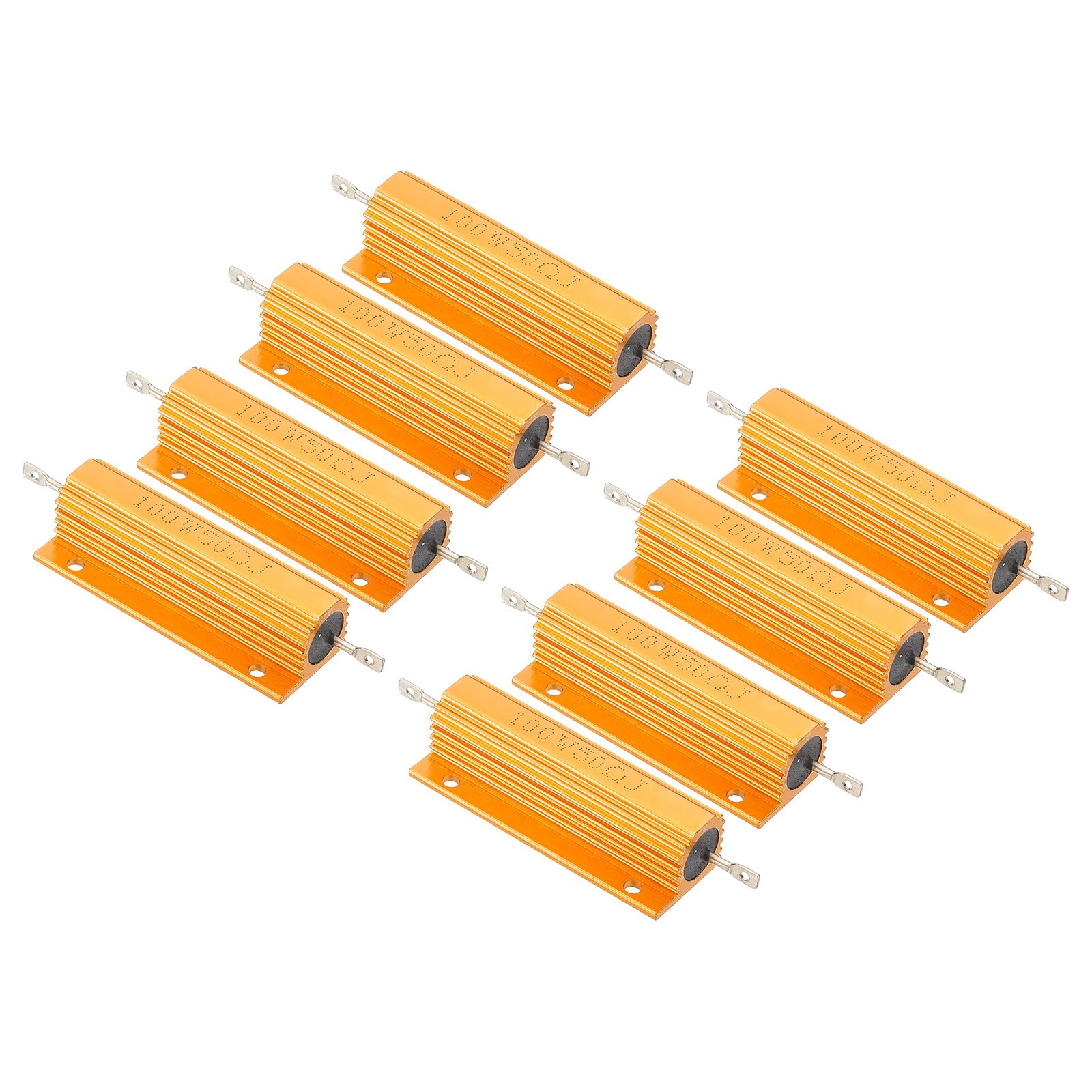 PATIKIL 100W 50 Ohm Aluminum Shell Resistor, 8 Pack Aluminum Housing Resistor Housed Case Wirewound Resistors Screw Tap Power Resistor 5% Tolerance,