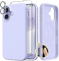 Vista 53 de GONEZ Funda de silicona para iPhone 14 Pro Max, compatible con MagSafe, con protector de pantalla + protector de lente de cámara, silicona líquida a