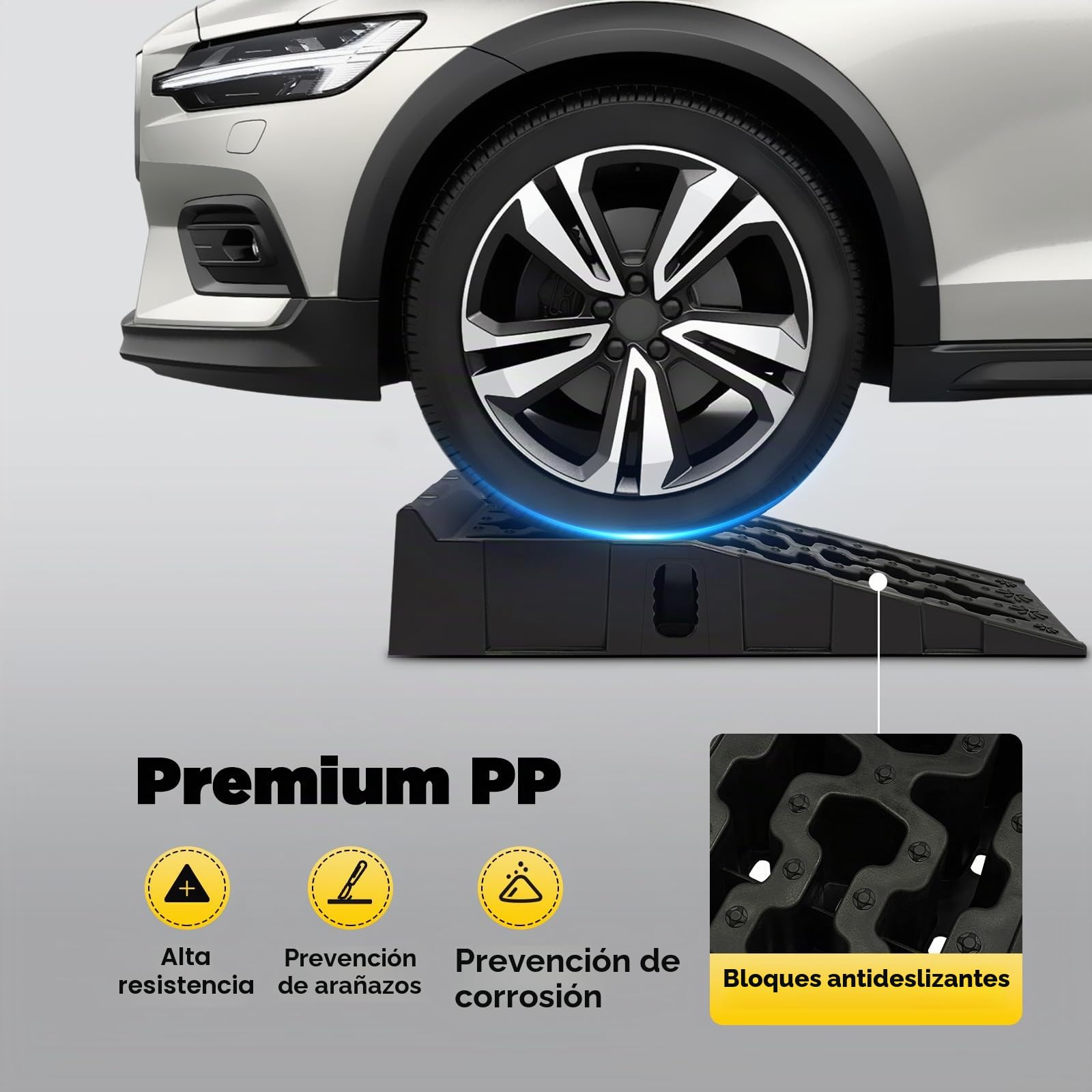 1 par de rampas de acceso de 7.25 toneladas para coches, rampa de plástico para elevación de hasta 170 mm, rampas de acceso para bordillos, escalones en plazas, entradas, aparcamientos, 92 * 32