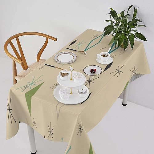 Miniatura 33 de Mantel retro moderno de mediados de siglo, diseño de colores retro de los años 50, resistente al agua, mantel lavable para cocina, comedor, fiesta
