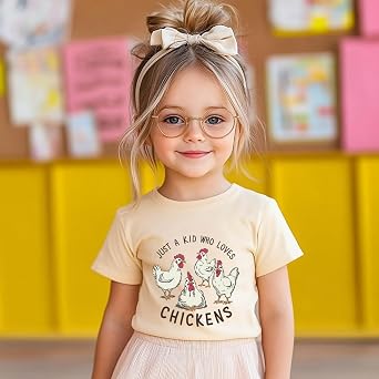 Kids Graphic Tees Cute Mushroom Toddler Shirt Farm Animals Ducks Chickens Natural Boys Girls Clothes Tops 2-7 Years