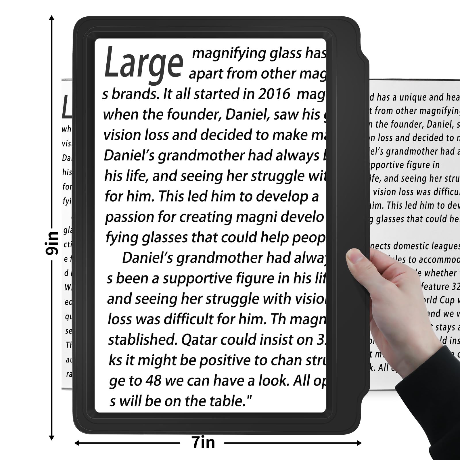 Large 9''x7''Full Book Page Magnifying Glass for Reading 5X Viewing Area Magnifier Handheld Lightweight Magnifier for Reading Seniors and Low Eyesight Person