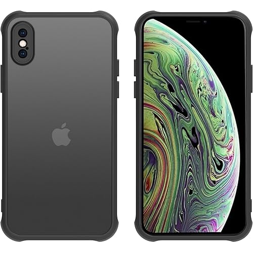 for iPhone Xs Max Case Translucent Matte Phone Cover, [10 FT Military Grade Drop Protection] Slim Durable Shockproof Protective Bumper (Black, iPhone Xs Max)