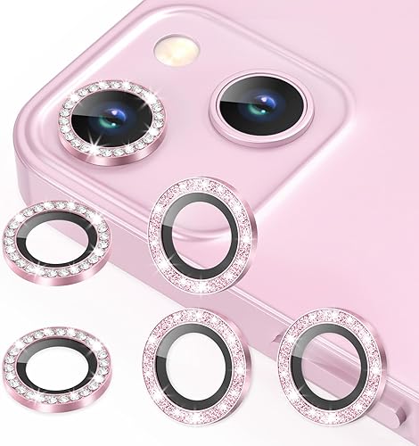 Miniatura 50 de AGVEE 3+3 6 Pack para iPhone 12 Pro Max de 6.7" Protector de lente de cámara, anillo metálico Bling Diamond y Bling Glitter, película de cubierta de