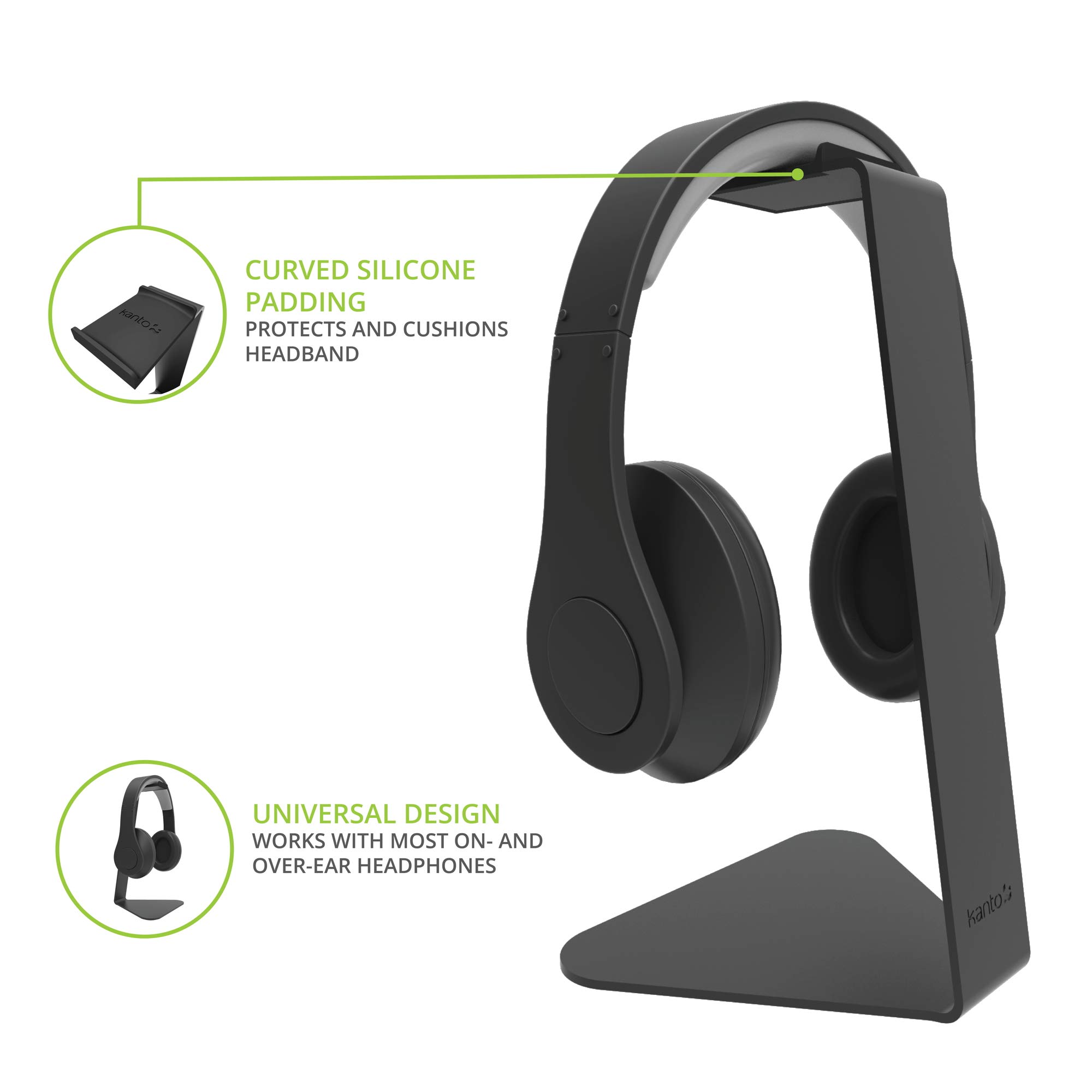 Kanto H1 - Supporto universale per cuffie, struttura in acciaio massiccio, superficie curva in silicone
