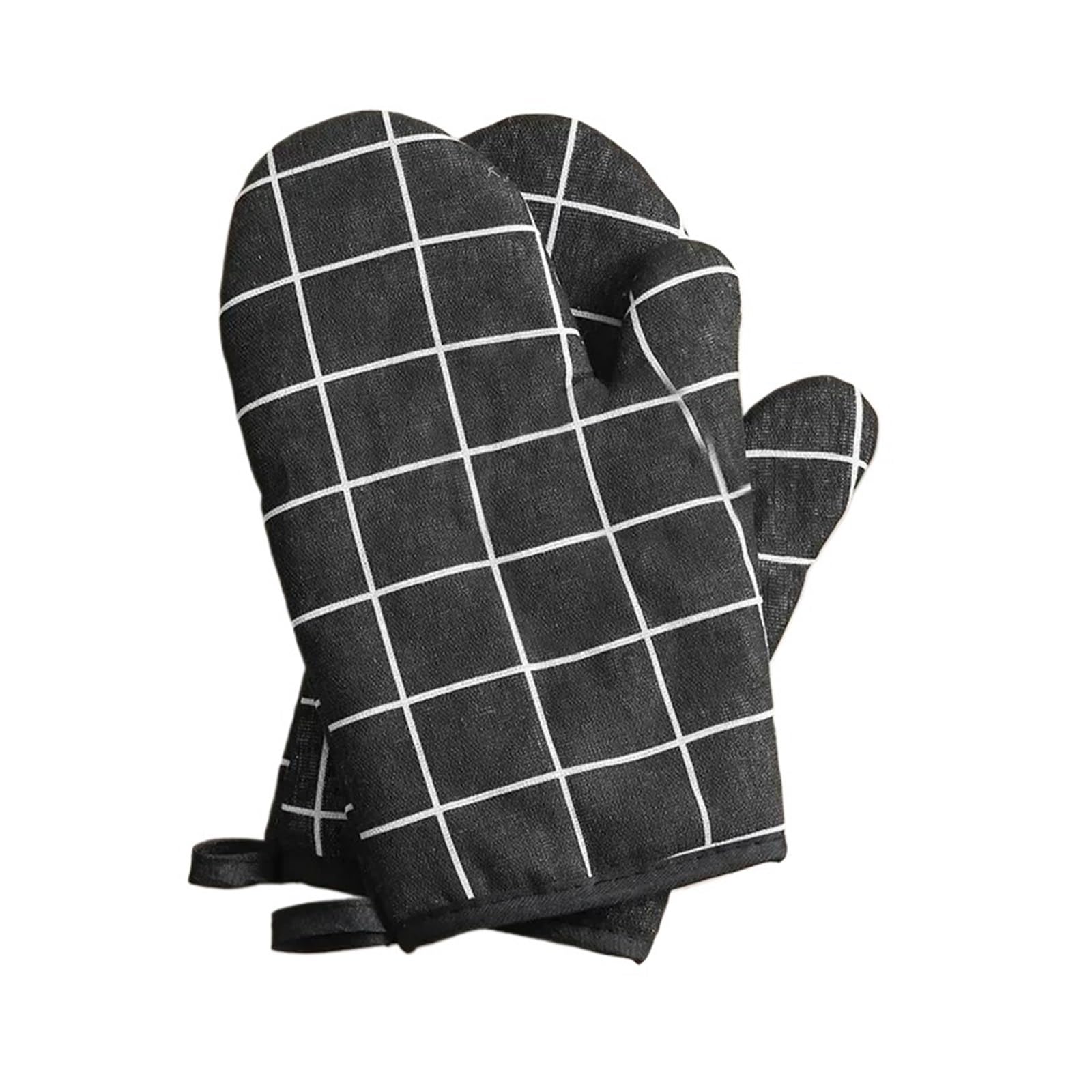 Gants de four avec sangles poignet tissu doux protection thermique micro-ondes noir
