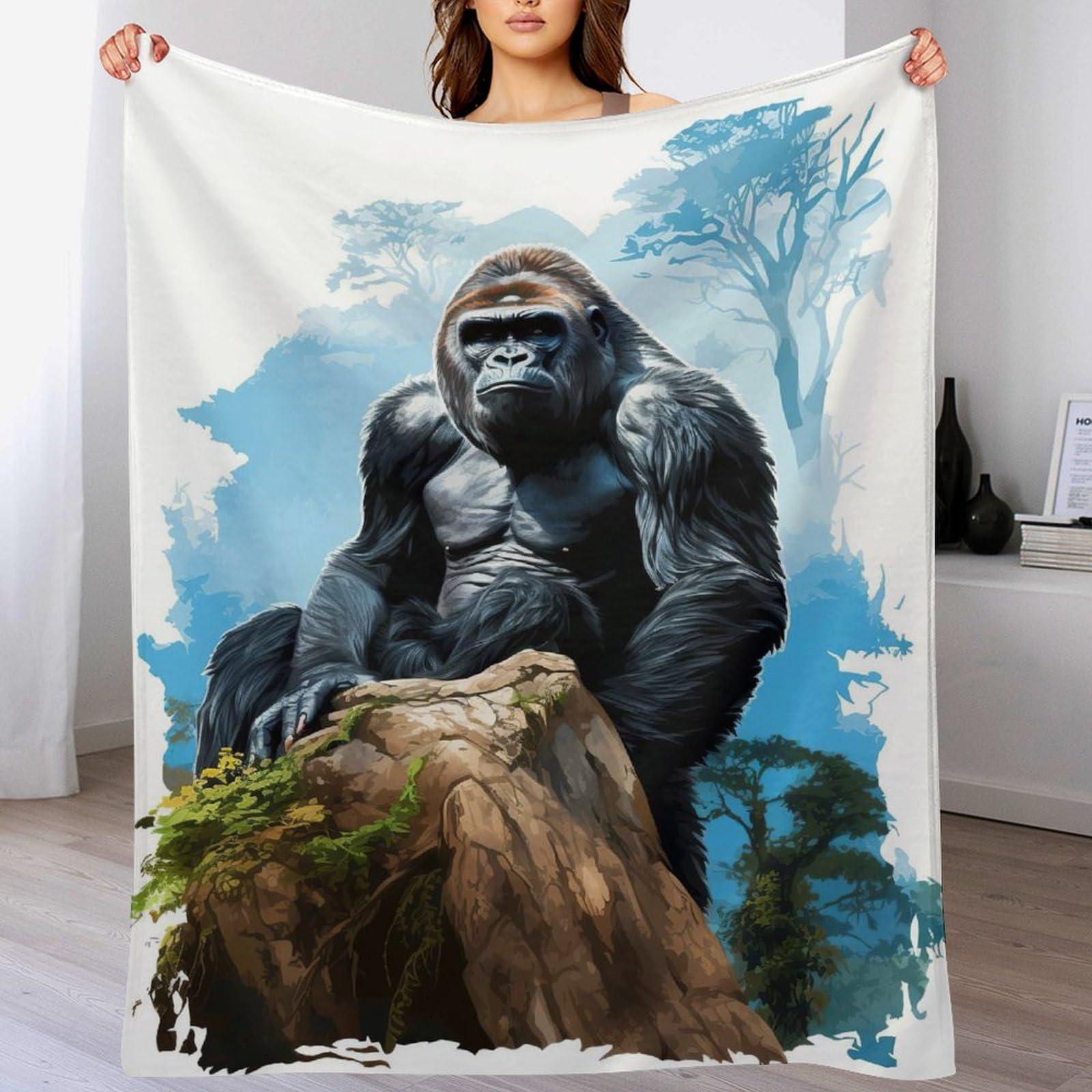 Manta de forro polar Gorilla con franela suave para el frío en cama y sofá 130x150cm