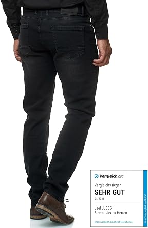 JEEL Men's Jeans Regular Fit Straight Cut Stretch Trousers Basic Washed
