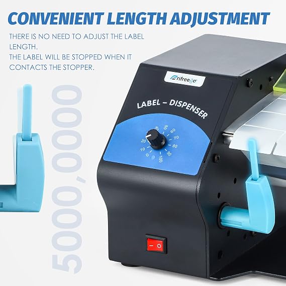 Automatic Label Dispenser Electric Sticker Dispenser for Rolls&Folds Label Machine, Speed Adjustable, Lable Dispenser for 5-120mm Label Width, Transparent Labels & Various Common Labels
