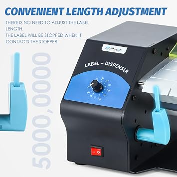 Automatic Label Dispenser Electric Sticker Dispenser for Rolls&Folds Label Machine, Speed Adjustable, Lable Dispenser for 5-120mm Label Width, Transparent Labels & Various Common Labels