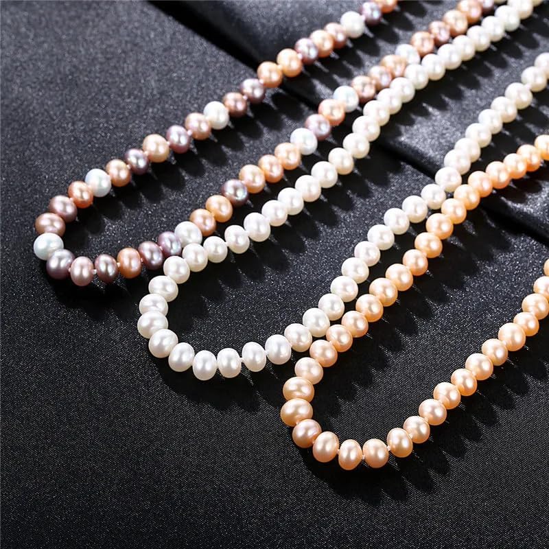 High-Brightness Pearl Strand Necklace 8-9Mm Natural Freshwater Pearl Necklace For Women Wedding Jewelry