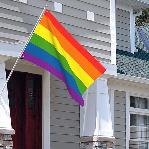 Miniatura 6 de Bandera para exteriores de 2.5 x 4 pies, bandera LGBT de arcoíris y orgullo gay, bandera para decoración del hogar y jardín, con ojales, duradera,
