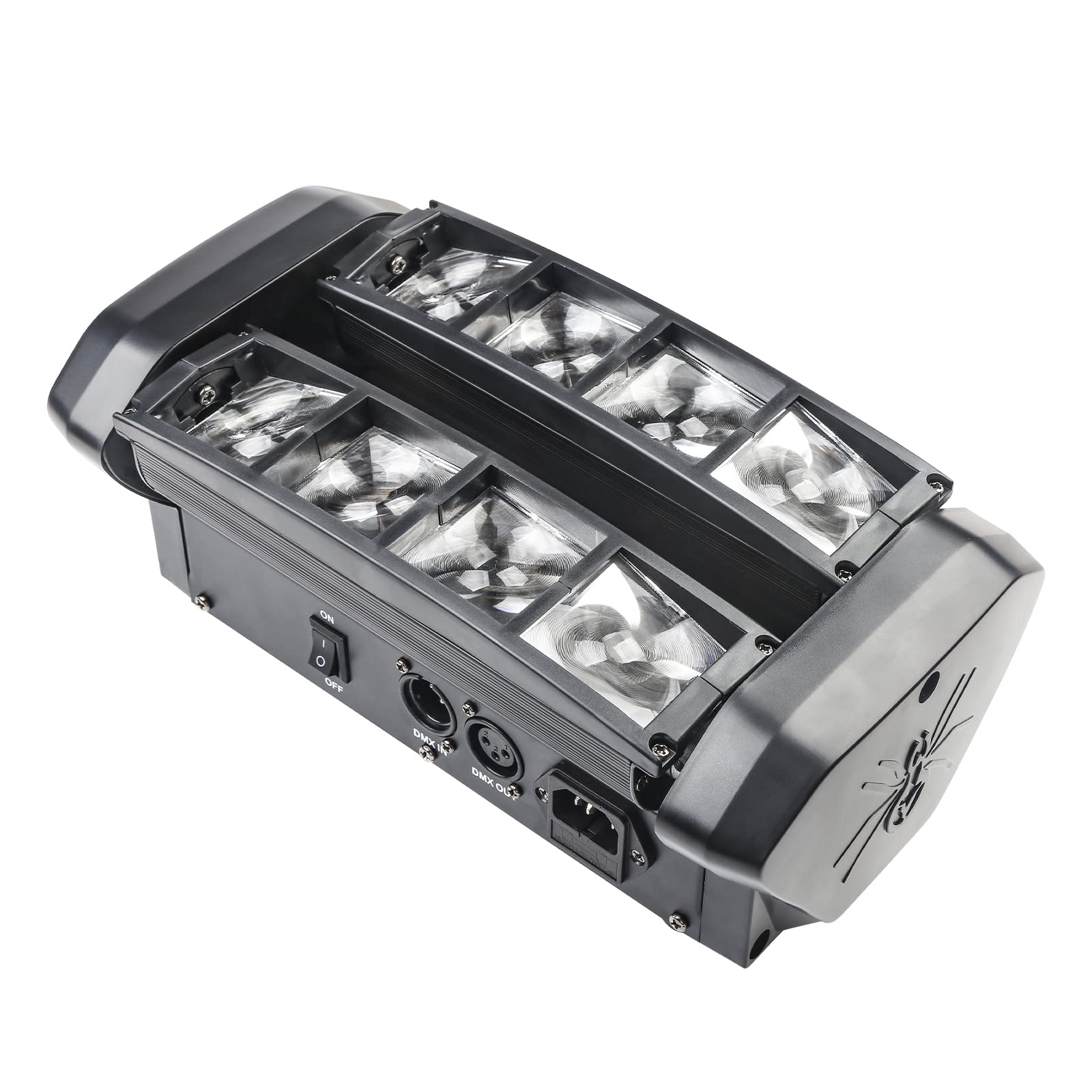 Luci dell'arcobaleno della discoteca, luci del partito della testa mobile della fase di 8 LED, luce del fascio di spazzatrice del ragno attivata suono