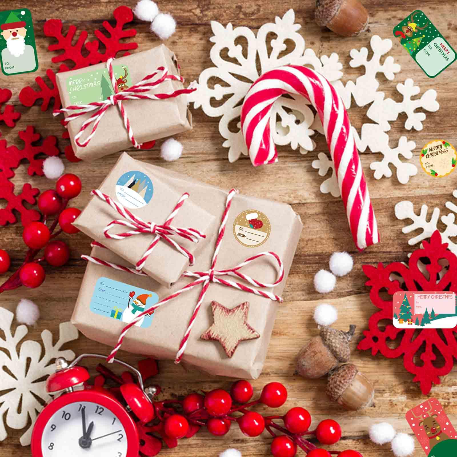Weihnachts-Geschenkanhänger, selbstklebend, Weihnachtsmann, Schneemänner, Weihnachtsbaum, Rentier, Glocken, Urlaub, dekorative Anhänger für Weihnachtsgeschenke, 162 Stück