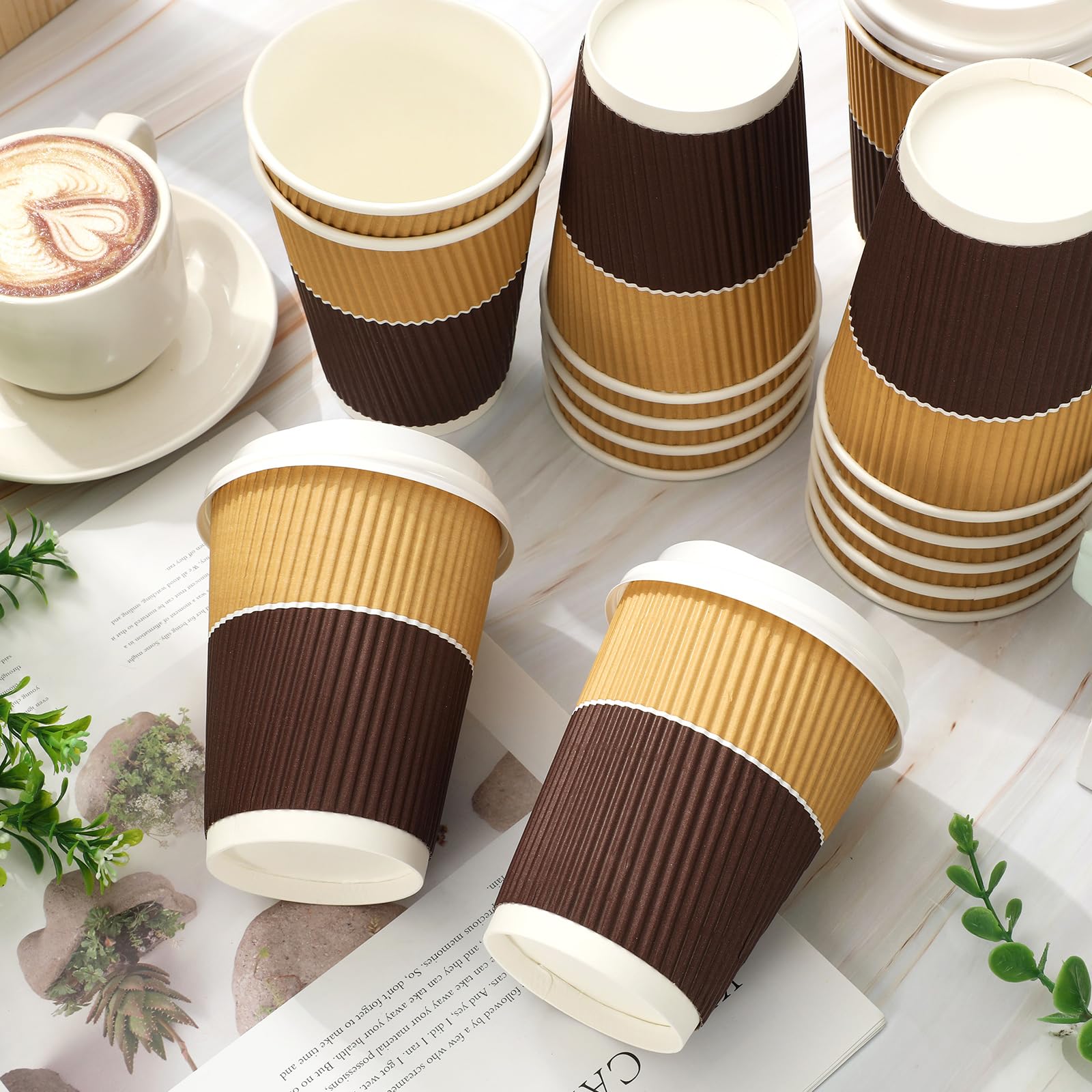 Silverstar100 X 10oz Disposable Ripple Kraft Triple Walled Paper Brown | Desertcart