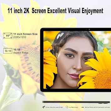 2026 Gemini AI 11 inch Android Tablet 2000 * 1200 2K Display 2 in 1 Tablets, T616, 18GB RAM+128GB ROM+1TB Expand, 5+5+13MP Camera, 9000mAh, 4 Speakers, 5G WiFi, Tablet With Keyboard, Stylus, Case
