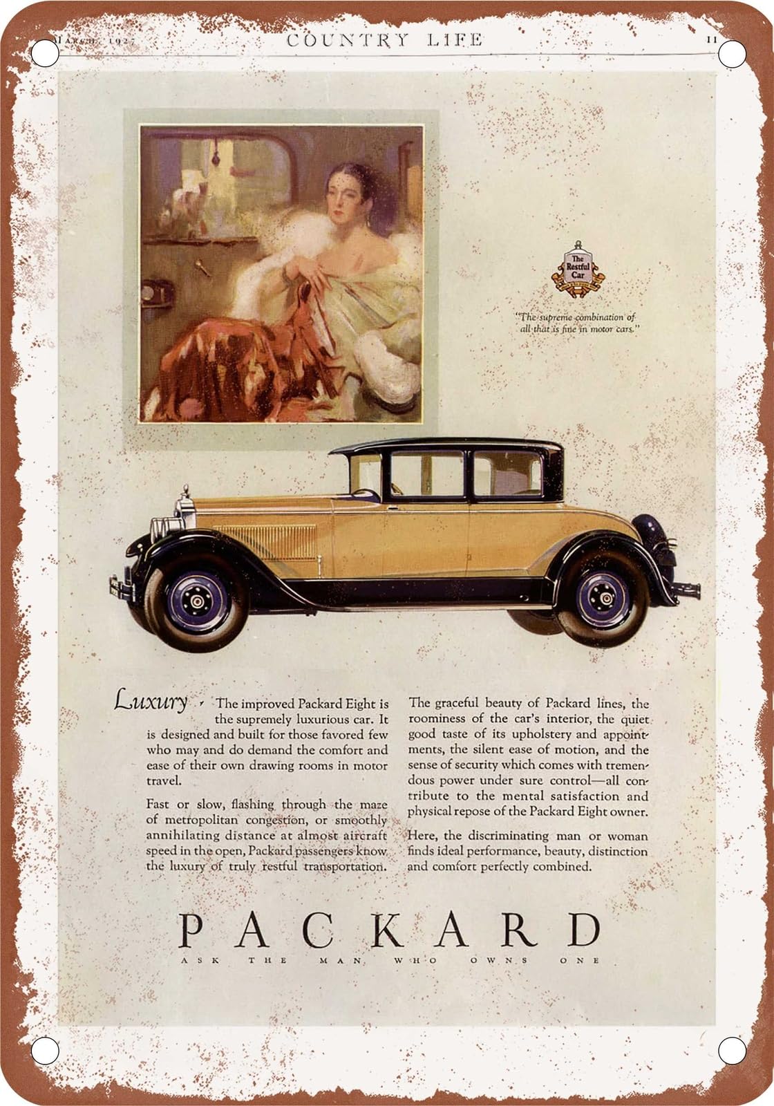 METAL SIGN - 1927 Packard Vintage Ad 04 - Old Retro Rusty Look home decor