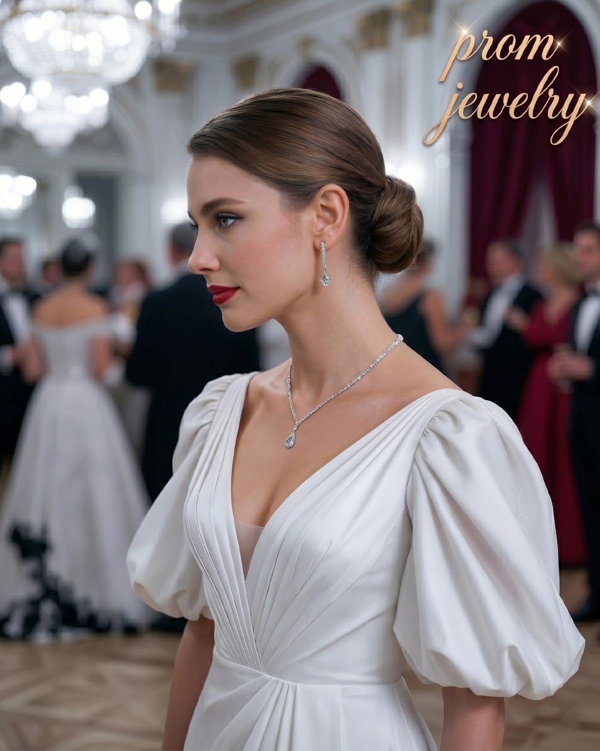 STONEFANS Gold/Silver Jewelry Sets for Women - Dainty Silver Rhinestone Necklace Earring Set Crystal Wedding Jewelry Sets for Brides Prom Accessories Bridesmaid Gifts