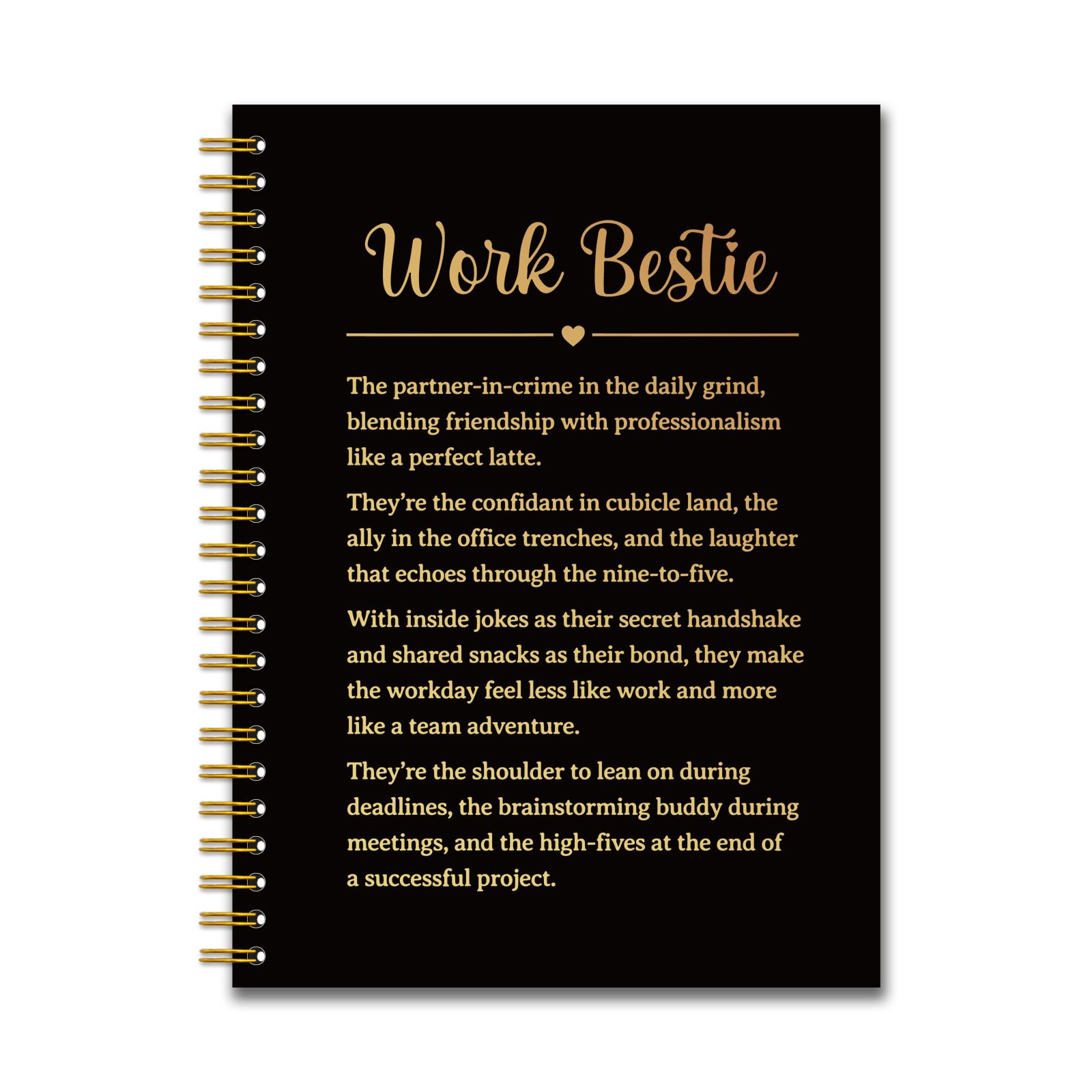 YAZMEEN Work Bestie Black Gold Spiral Notebook（160 Pages） Work Bestie Gift Blank Hardcover Notebook Coworker Appreciation Gift Encouragement Gift Funny Notebook Birthday Gift for Work Bestie Friend