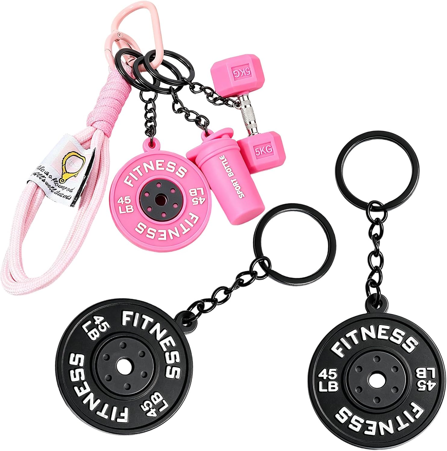 3-Piece Set Fitness Keychain Dumbbell Keychain set Silicone Gym Keychain Motivational Gym Accessories Fitness Gifts for Boyfriend Girlfriend