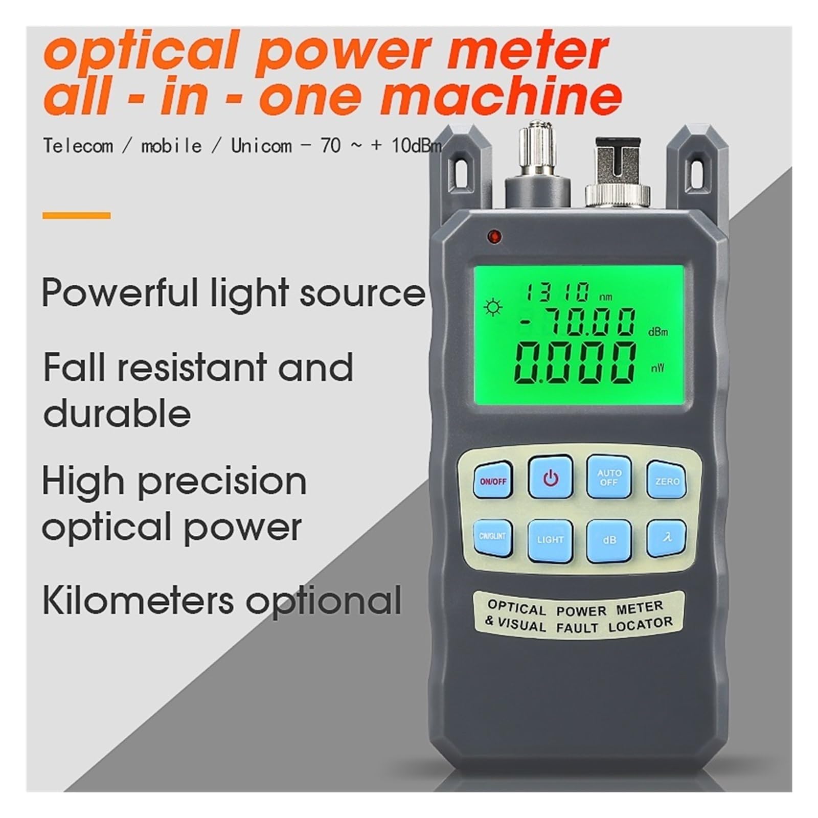 Testeur Fibre Optique Compteur De Puissance Optique Tout-en-un Avec Localisateur Visuel Défauts, Testeur Fiber 5/10/15/20/30/50MW(80A 20KM)