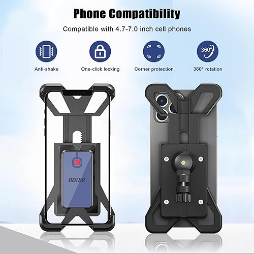 Miniatura 3 de Soporte de teléfono para motocicleta, soporte para teléfono de bicicleta para manillar - Abrazadera universal para teléfono celular para iPhone