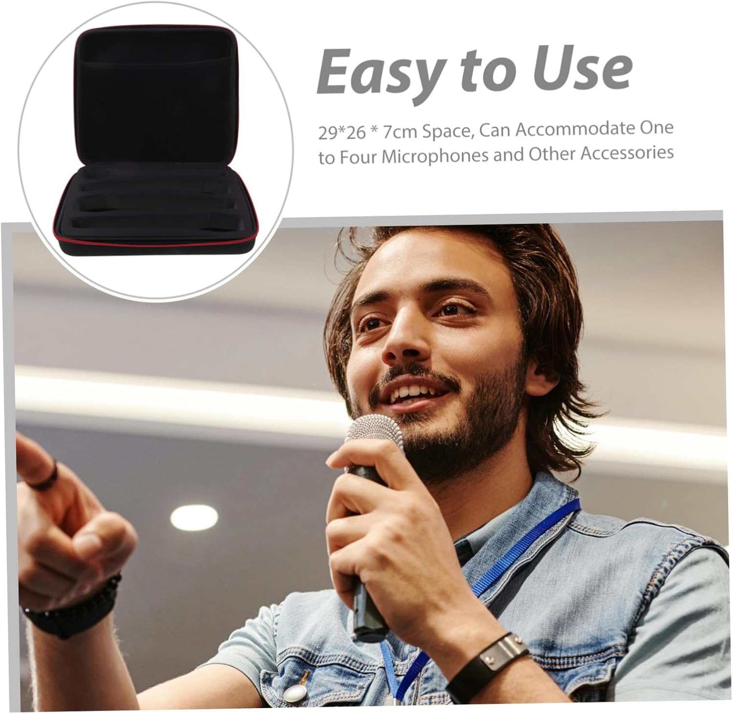 Microphone Sleeve Case for Travel Hardshell Zipper Portable Carrying Case for Wireless Microphone