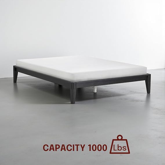 NTC Sapa Solid Wood Platform Bed Frame Minimalist, Japanese Joinery, No Box Spring Needed, Silent Slats, Easy Assembly Full Burnt Black
