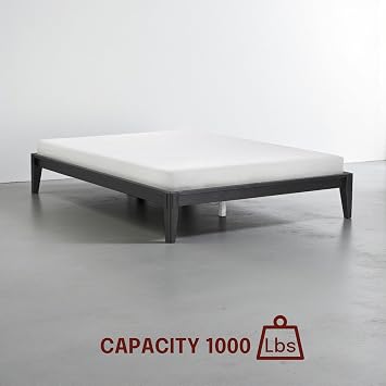 NTC Sapa Solid Wood Platform Bed Frame Minimalist, Japanese Joinery, No Box Spring Needed, Silent Slats, Easy Assembly Full Burnt Black