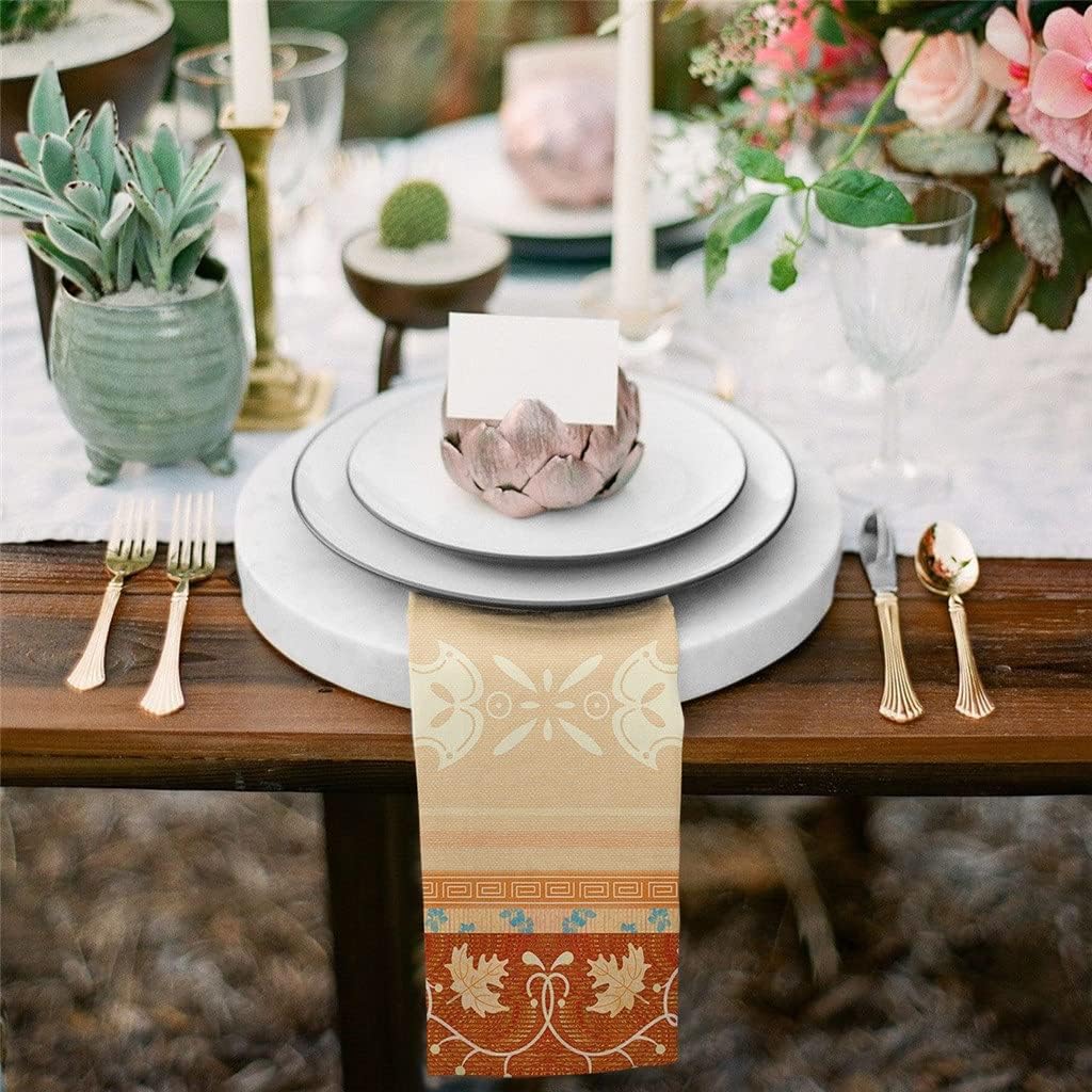 Boho Ethnic Maple Leaf Cloth Napkins Set Birthday Banquet Wedding Decor Restaurant Supplies Table(8pcs)