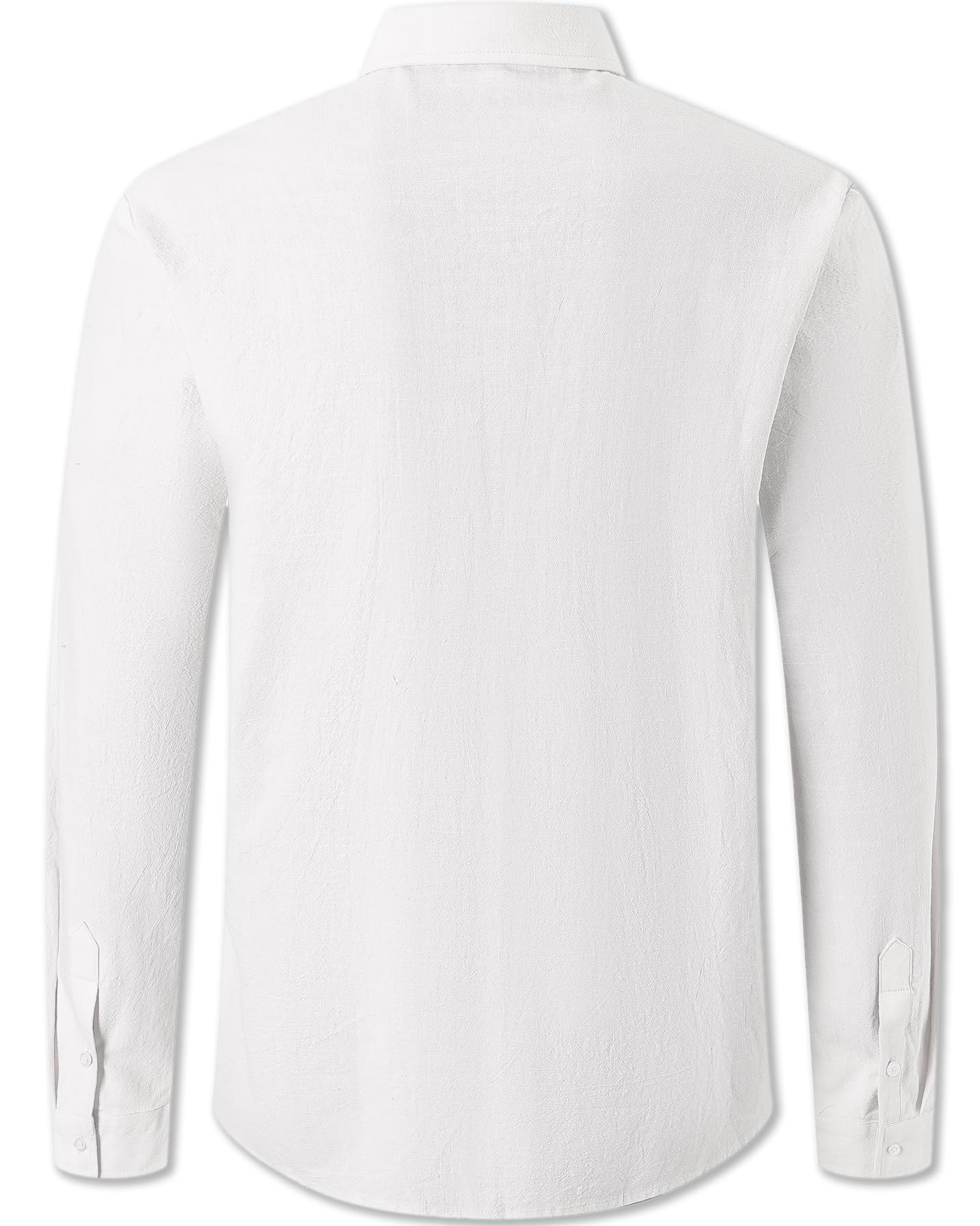 Cromoncent Camicia casual da uomo a maniche lunghe in cotone lino a maniche corte con bottoni, L Bianco, M