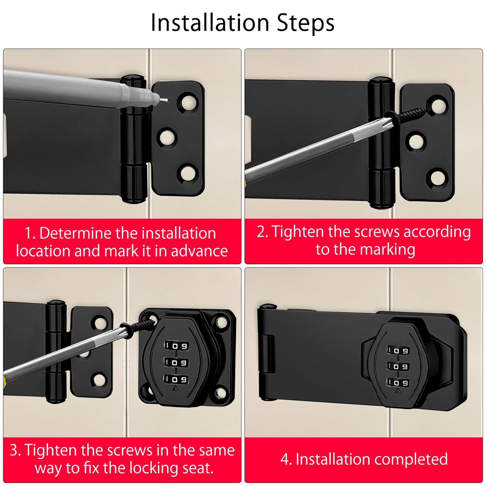 Serratura A Combinazione 3 Cifre Per Armadietti - Lucchetto Meccanico 4 Pollici, Nero - Foto 2